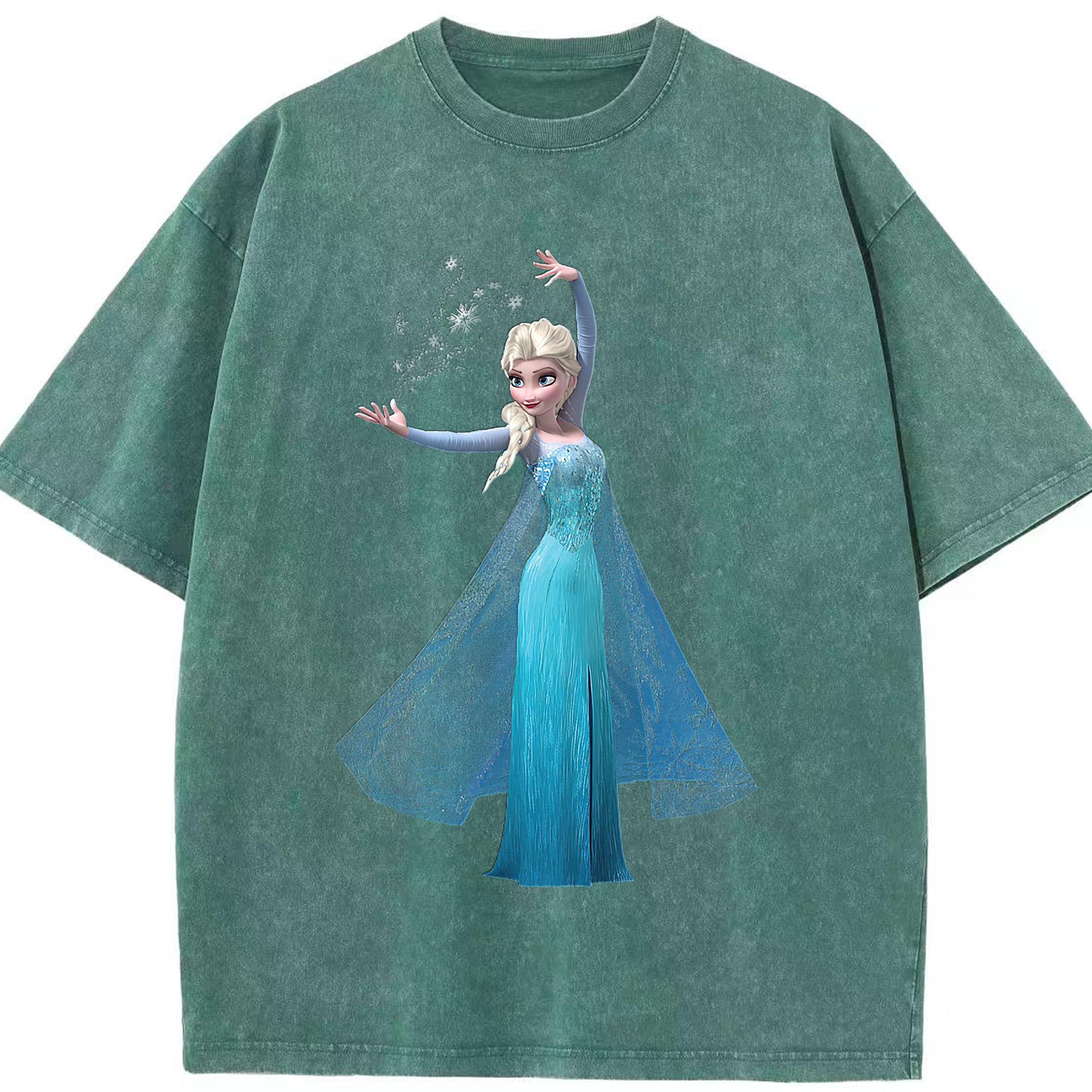 （画像用） アナと雪の女王 アンナ エルサ Frozen Anna Elsa 綿100% ヴィンテージ風 半袖Tシャツ（フロントプリント）